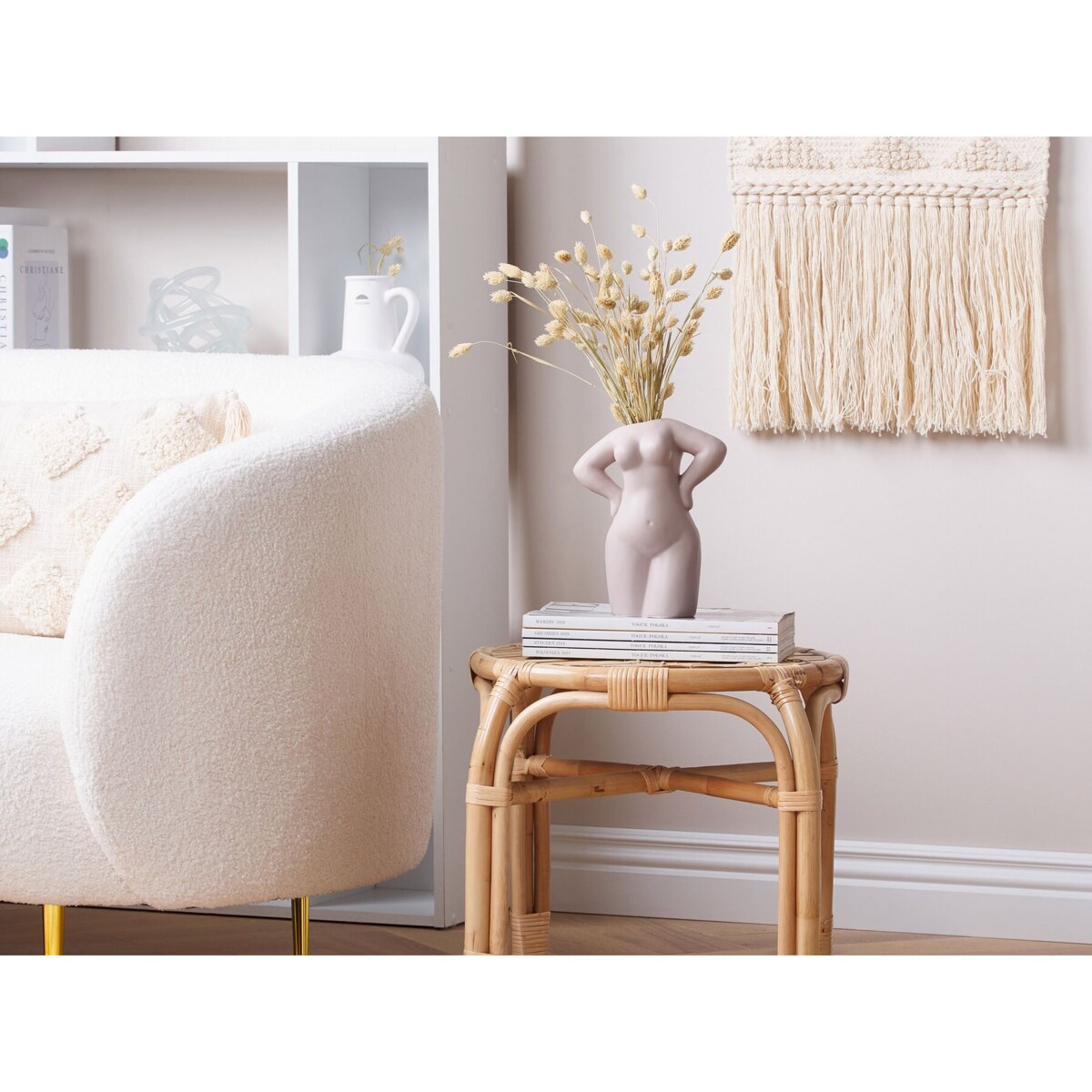 Wazon na kwiaty ceramiczny beżowy KILKIS