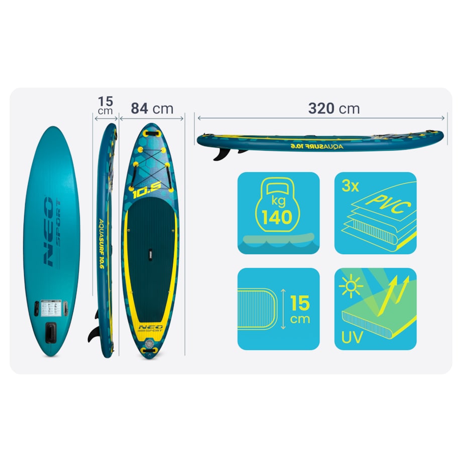 Deska SUP do pływania pompowana Paddle Aquasurf 320cm Neo-Sport