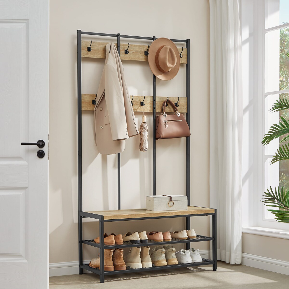 Wieszak Stojak Na Ubrania 100X40X184 Cm Sonoma