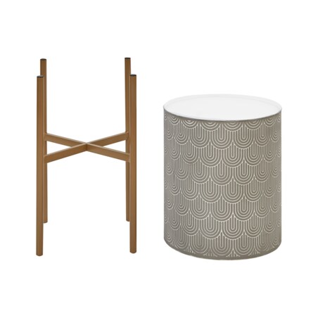 Doniczka na stojaku metalowa 31 x 31 x 58 cm szara AUBRIETA