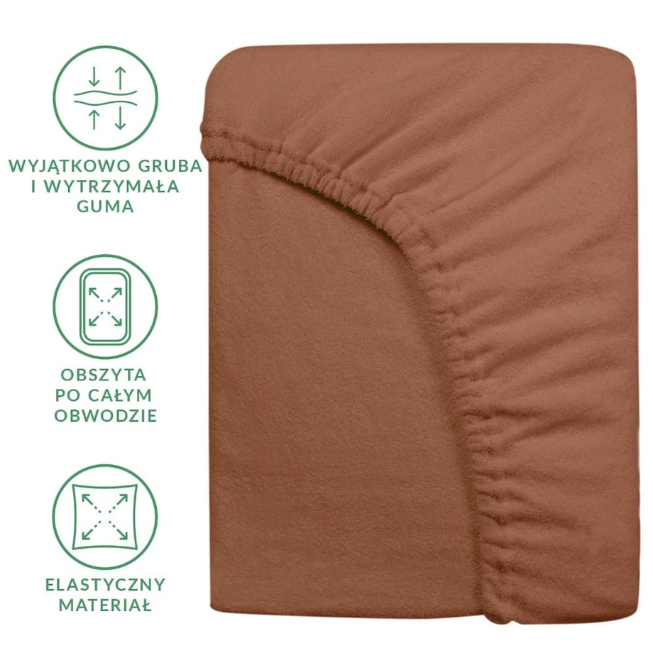 Prześcieradło frotte z gumką 200x220 kolor czekolada