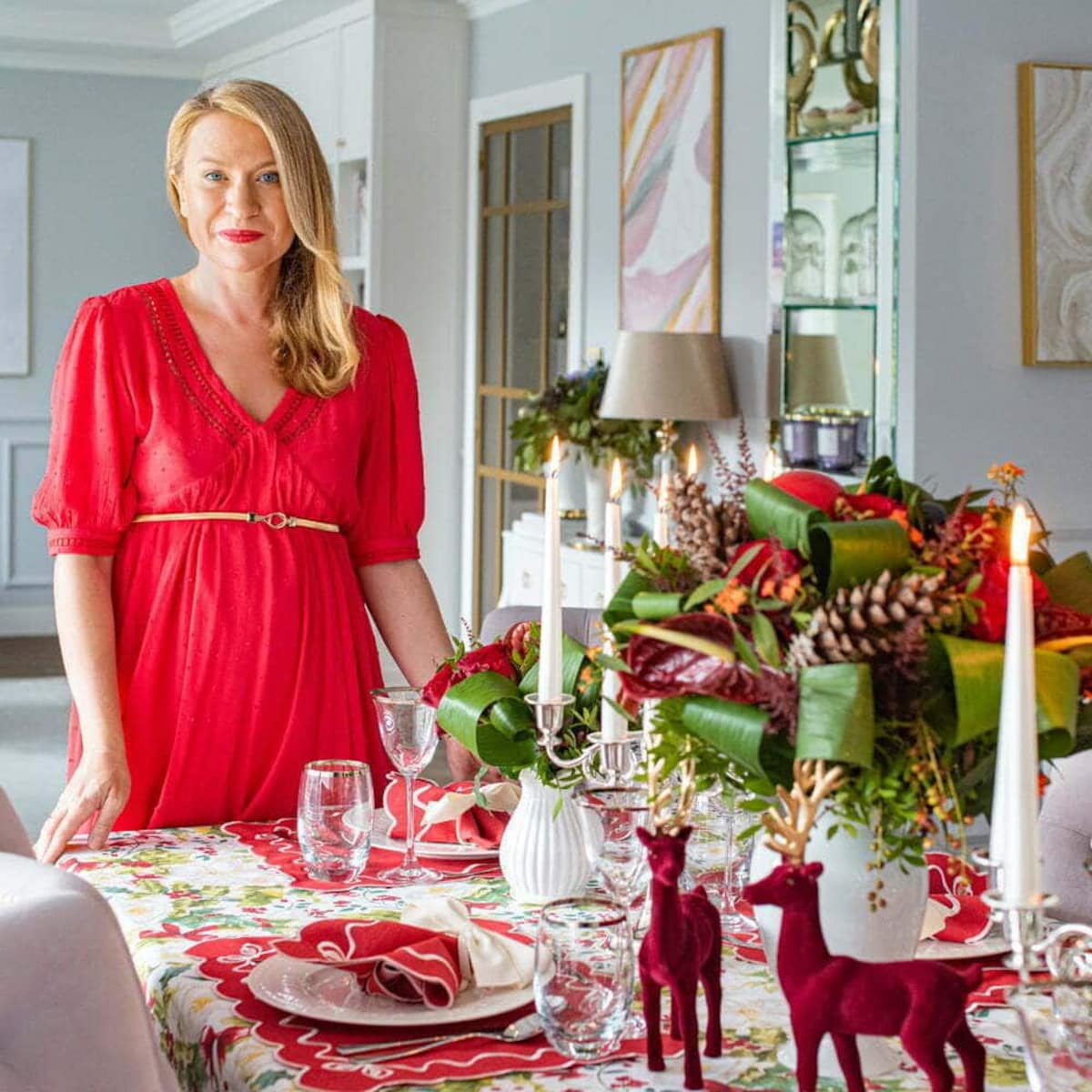 Haftowane serwetki White Christmas Bows - 4 sztuki