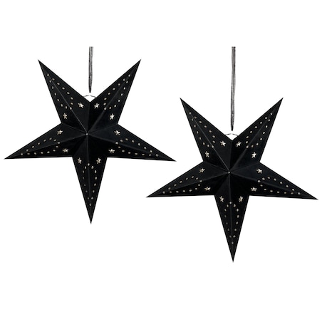 Zestaw 2 dekoracji wiszących LED MOTTI 60 cm Gwiazda Czarny