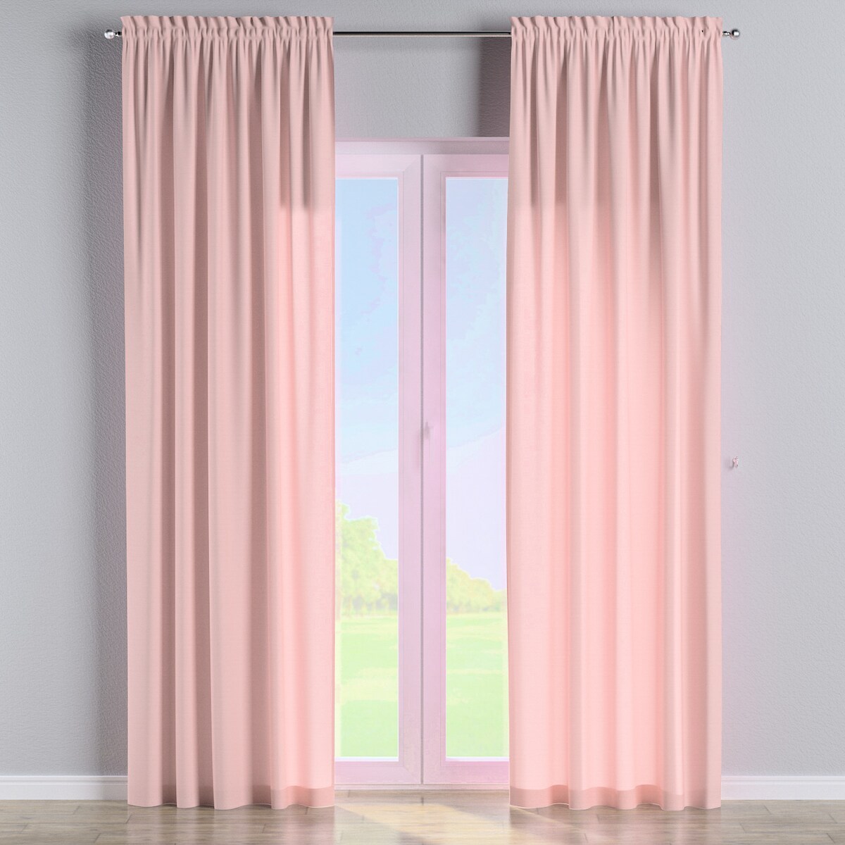 Zasłona na kanale z grzywką 1 szt. 130x260 pudrowy róż