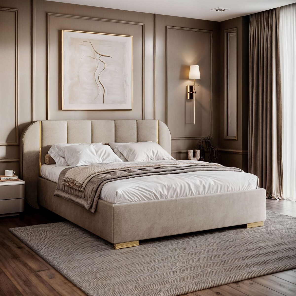 Łóżko tapicerowane AMARA GOLD, pojemnik, stelaż 32, 140x200, Royal Velvet 87180