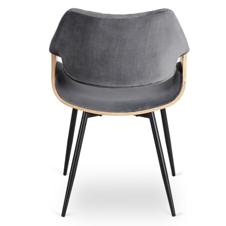 Krzesło Loft Szare Tapicerowane Do Salonu Jadalni Drewno Gięte Dąb DAKOTA