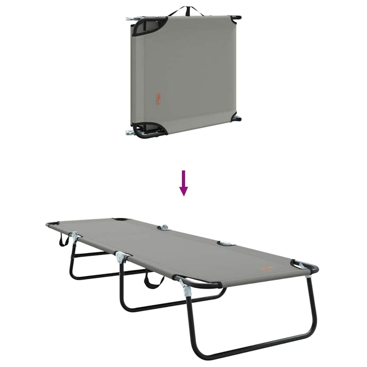 vidaXL Składany leżak 1-osoba Szary 56 x 189 x 87cm tkanina