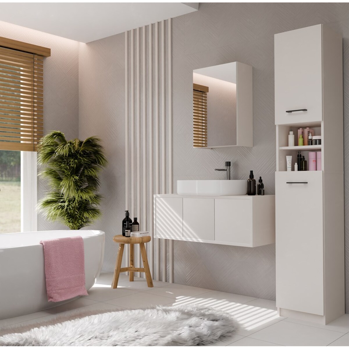 Szafka Łazienkowa Wisząca Z Lustrem Nad Umywalkę POLA 1DL KASZMIR