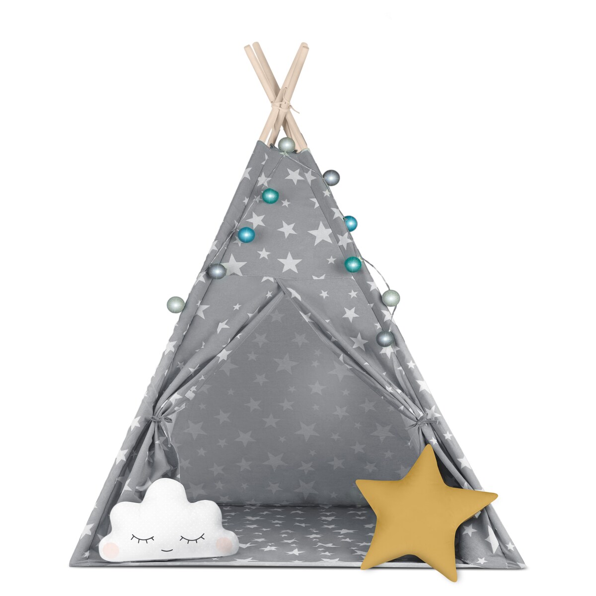 Tipi namiot wigwam dla dzieci teepee poduszki lampki pokrowiec Nukido