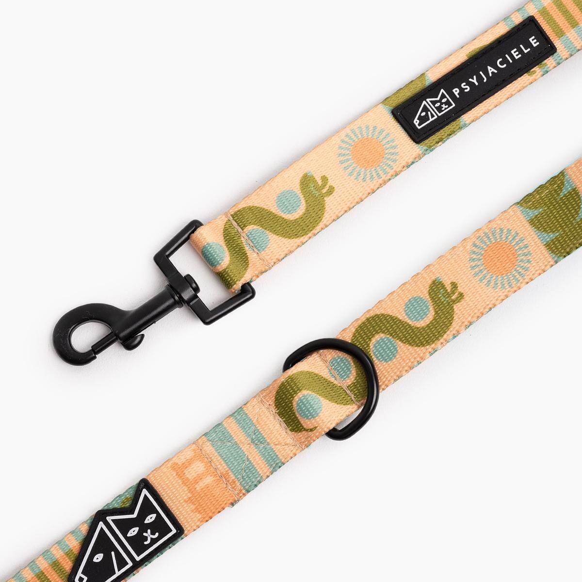 Smycz miejska dla psa lub kota "Piesss" - Szerokość taśmy: 15mm, Rozmiar: M oraz Rodzaj: Mini karabinek