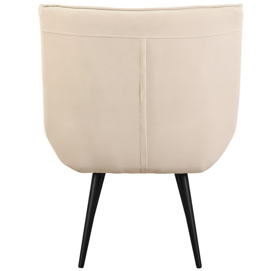 Fotel uszak tapicerowany welurowy wygodny z czarnymi nogami do salonu beżowy