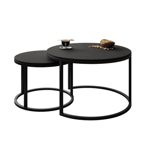Okrągły stolik kawowy CIRI 2w1 SLIM czarny mat
