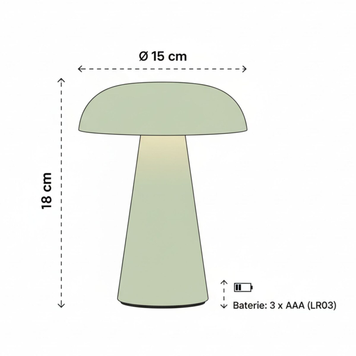 Lampa grzybek RILO, Ø 15 x 18 cm