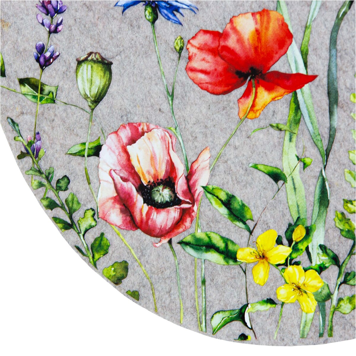 Podkładka Filcowa Wielkanocna Pisanka Na Stół Dekoracyjna Ozdobna Kwiaty Jasnoszara 40X31,5 Cm