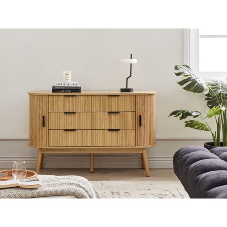 Komoda 6 szuflad jasne drewno SELAH