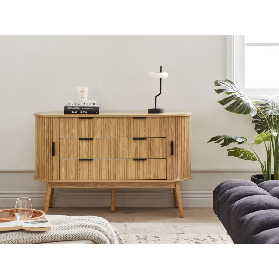Komoda 6 szuflad jasne drewno SELAH