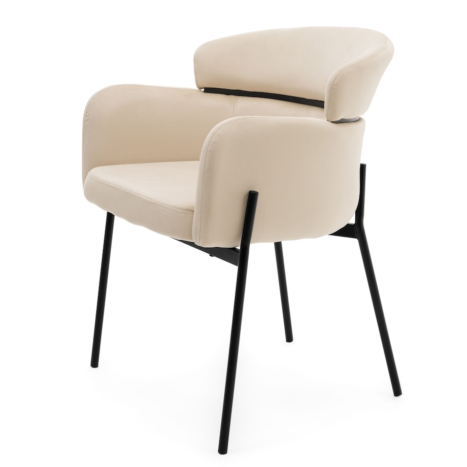 Krzesło tapicerowane welurowe do salonu BOLZANO beżowe