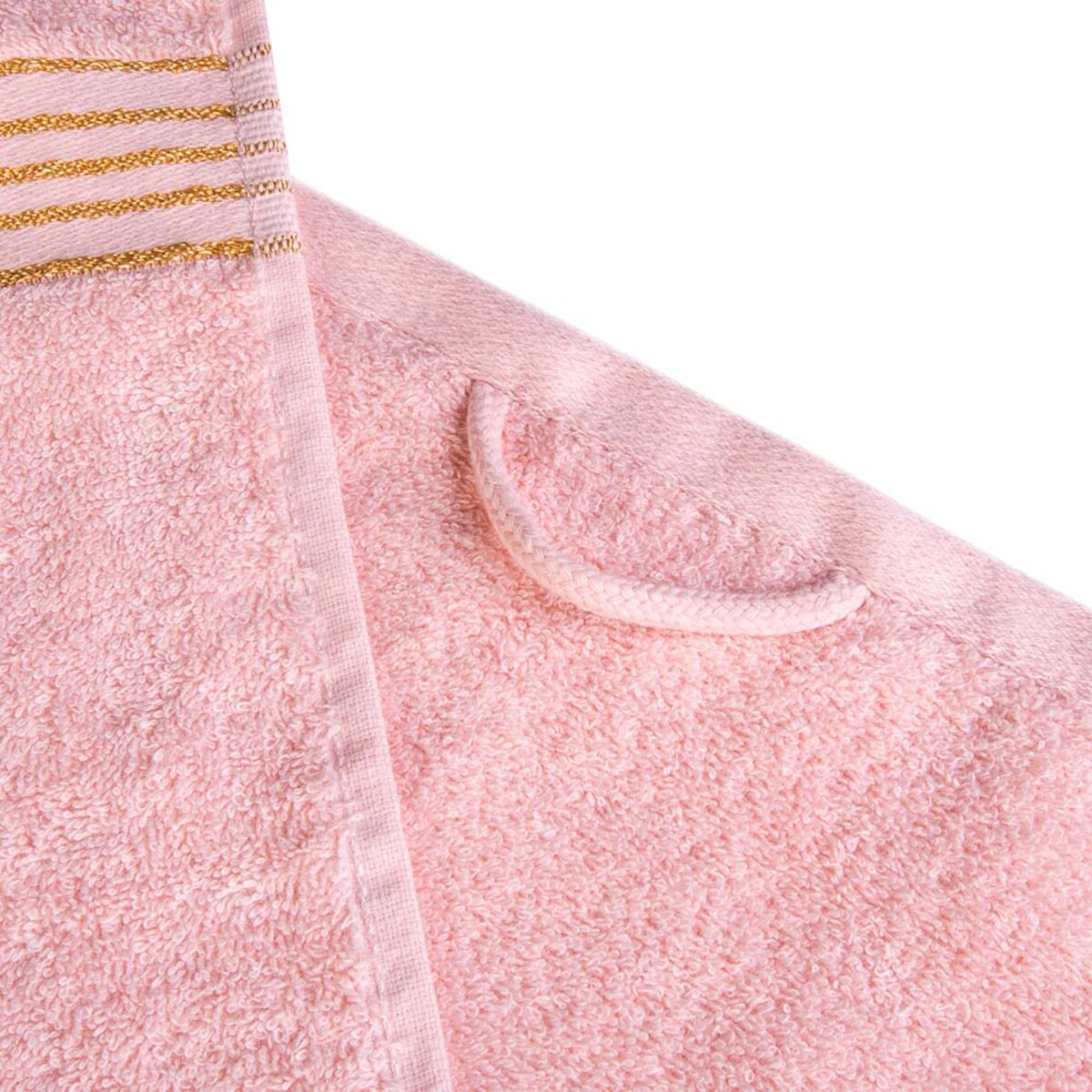 Ręcznik kąpielowy 70x140 cm bawełniany kolor jasny różowy z bordiurą w złote paski 500 g/m2 TIWANO