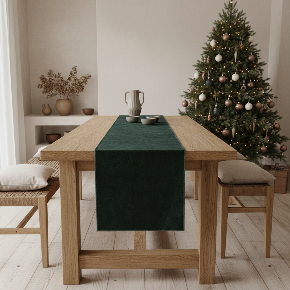 Bieżnik welwetowy na stół 35x200 cm CORSA zielony