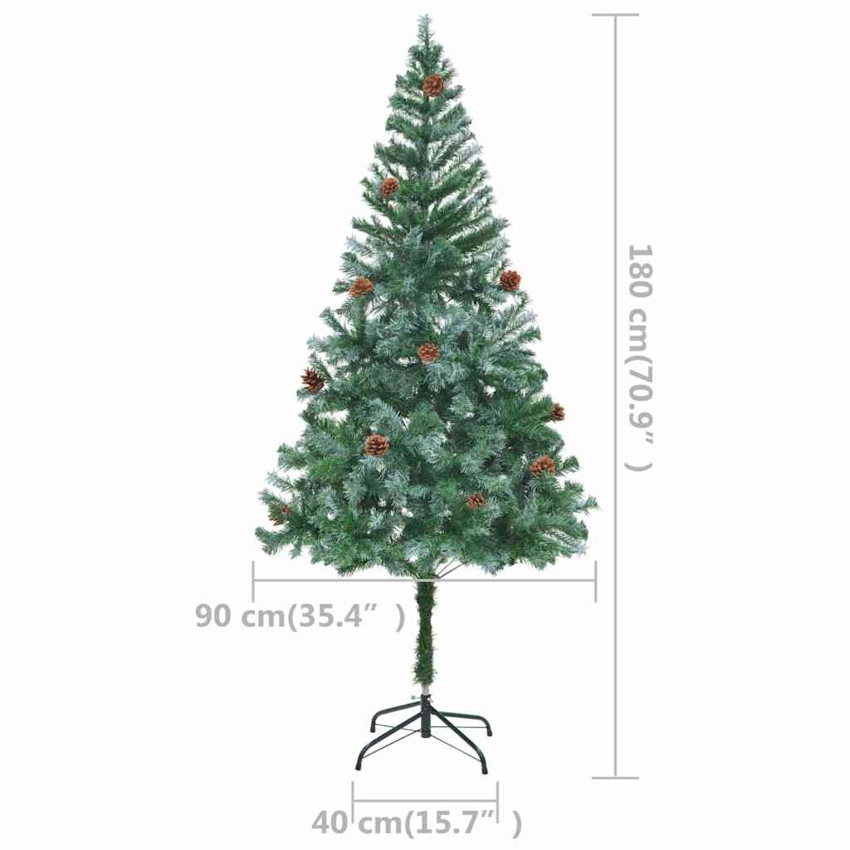 vidaXL Sztuczna choinka z lampkami, bombkami i szyszkami, 180 cm
