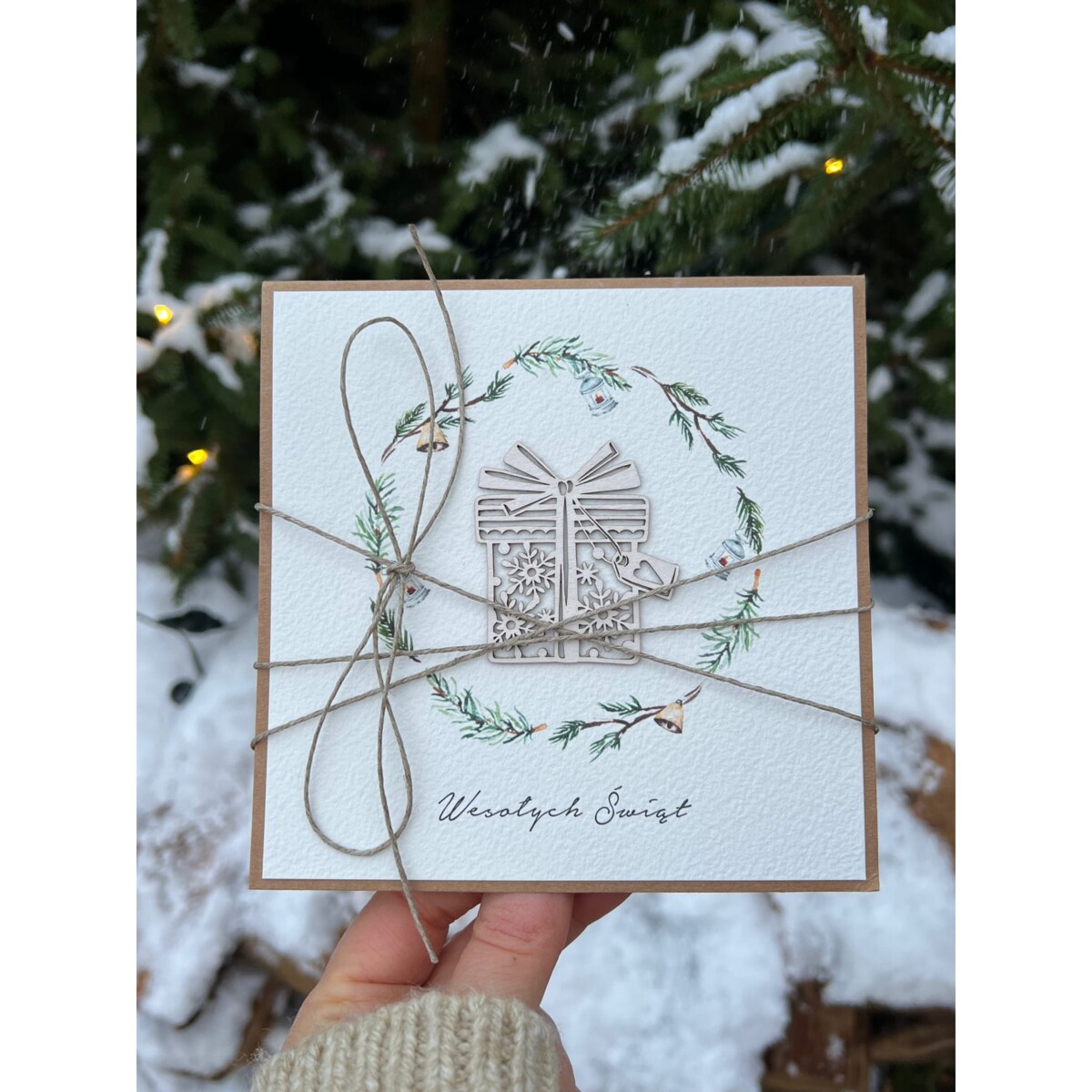 Wyjątkowa ręcznie robiona kartka świąteczna na Boże Narodzenie na piękne życzenia świąteczne - prezent