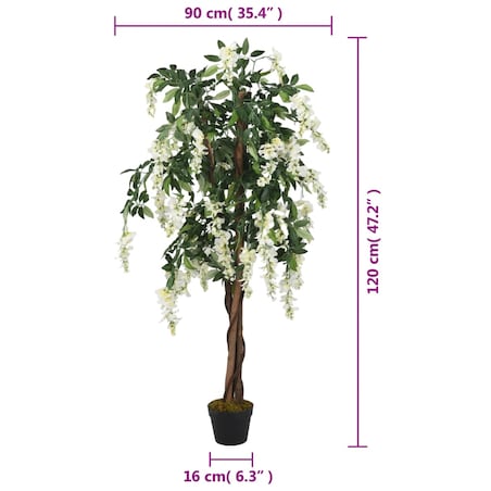 vidaXL Sztuczna wisteria, 840 liści, 120 cm, zielono-biała