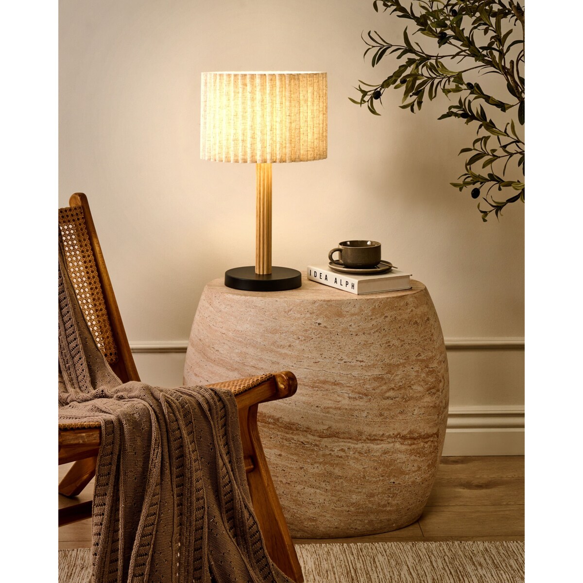 Lampa stołowa BELESSA Len Jasnobeżowy