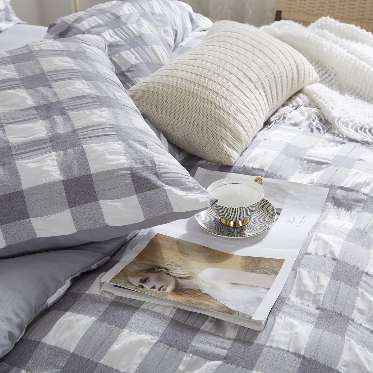 POŚCIEL 220X200 KOMPLET POŚCIELI MARSZCZONEJ 2 POSZEWKI 70X80 MIKROFIBRA