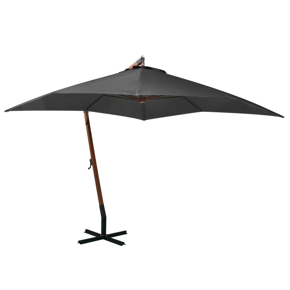 vidaXL Parasol ogrodowy wiszący, na jodłowym słupku, antracyt, 3x3 m