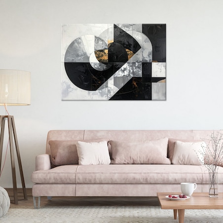 Obraz do salonu sypialni biura, Abstrakcyjne geometryczne kształty czarno biały