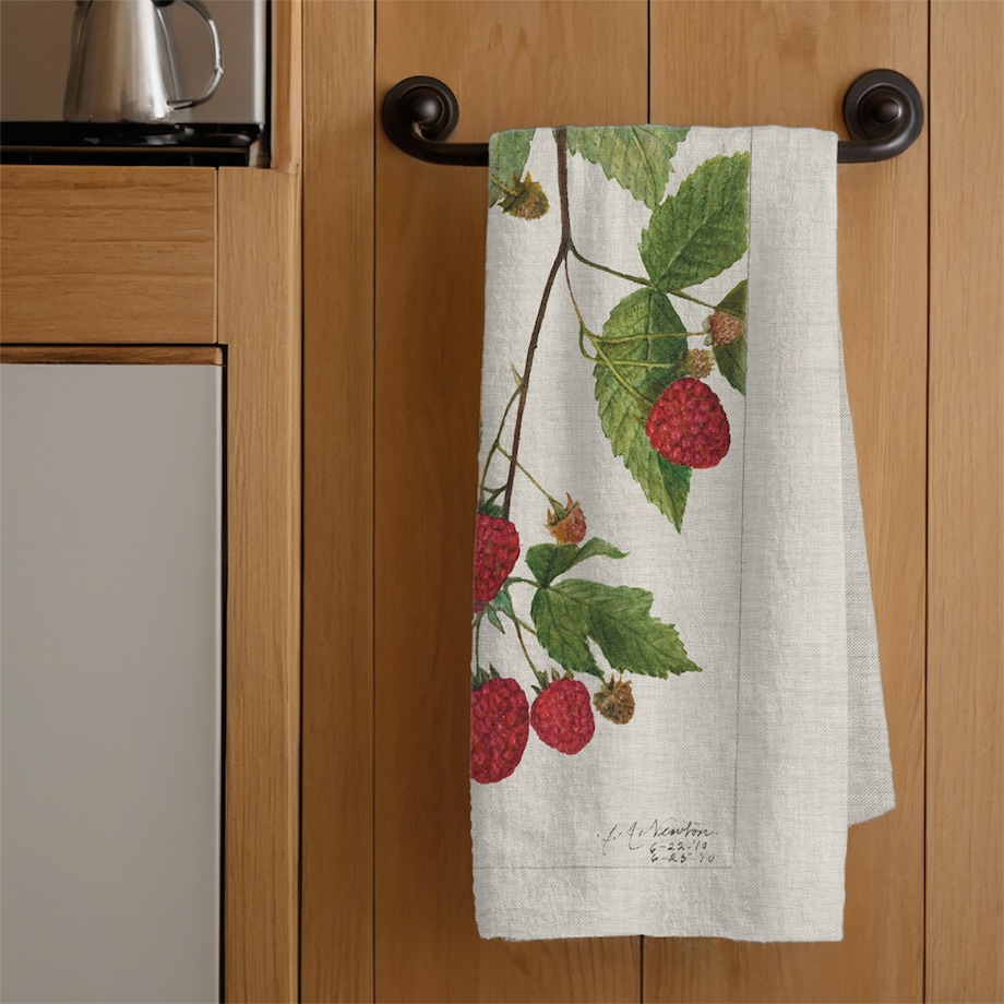 Ścierka kuchenna lniana - Maliny 50x70 cm