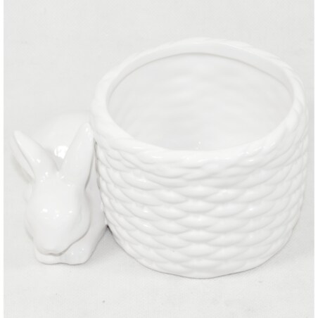 Osłonka na doniczkę - 8,5x16x11,5 cm Bunny śpi przy koszyku