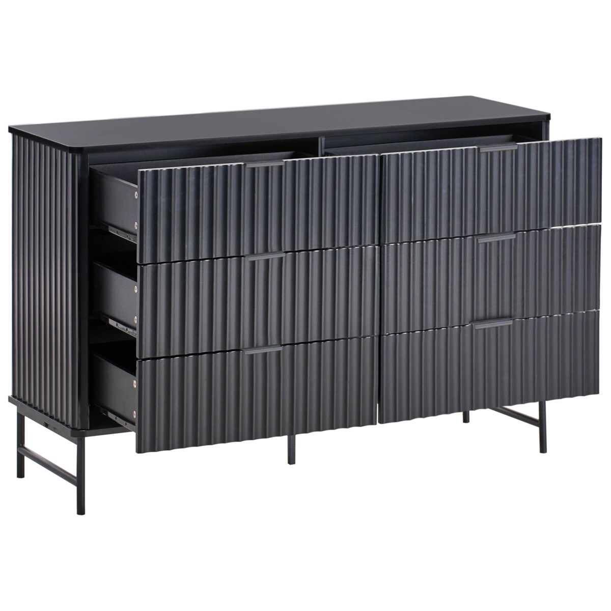 Komoda 6 szuflad GLASTONBURY 80 cm Czarny