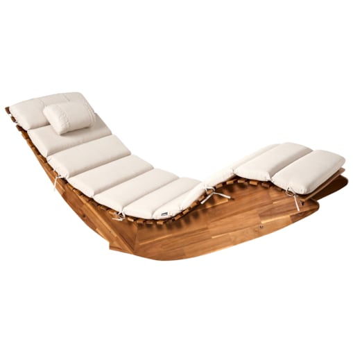 Leżak ogrodowy z poduszką BRESCIA PREMIUM Drewno akacjowe Jasnobeżowy