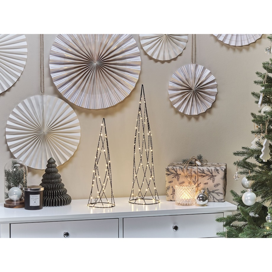 Zestaw 2 dekoracji świątecznych LED NEIDEN Choinka 52/38 cm Srebrny