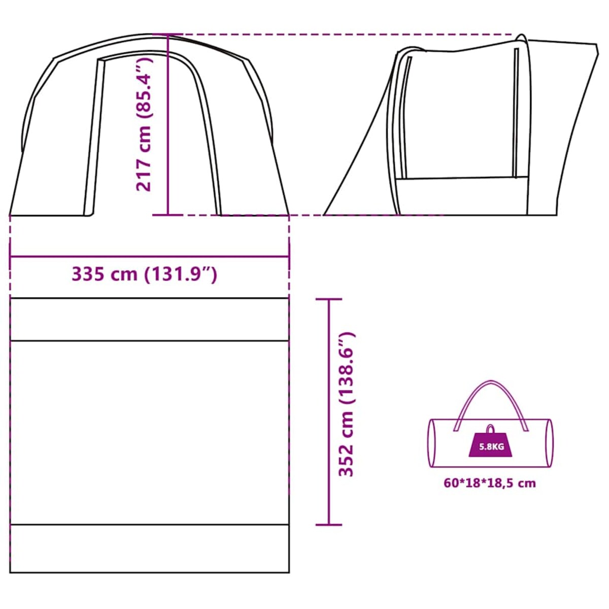 vidaXL Namiot samochodowy, niebieski, wodoodporny