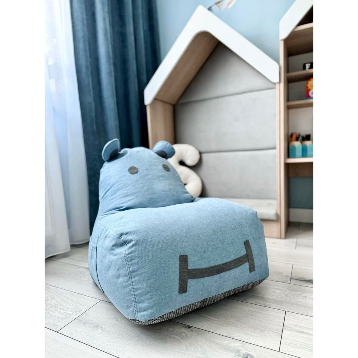 Pufa siedzisko Hippo Soft - Niebieska