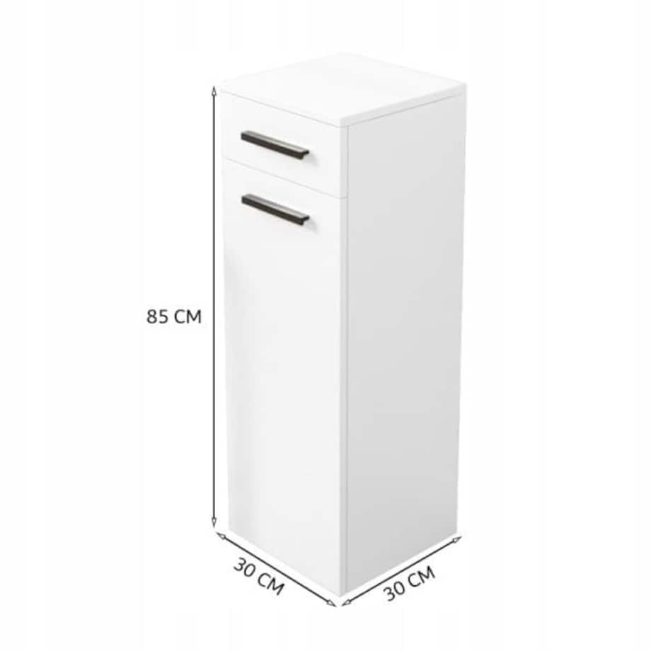 Regał biurowy z szufladą półkami słupek szafka stojąca biały loft 85 cm