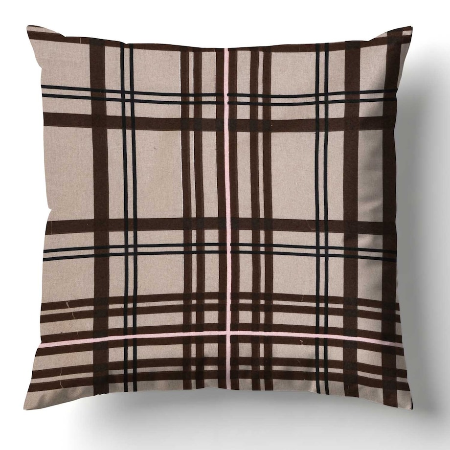 Poszewka flanelowa 40x40 Manhattan Brown, brązowa w kratę, Flanelove, Darymex