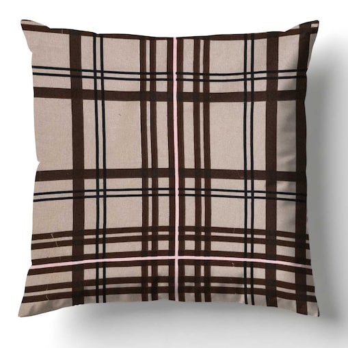 Poszewka flanelowa 40x40 Manhattan Brown, brązowa w kratę, Flanelove, Darymex