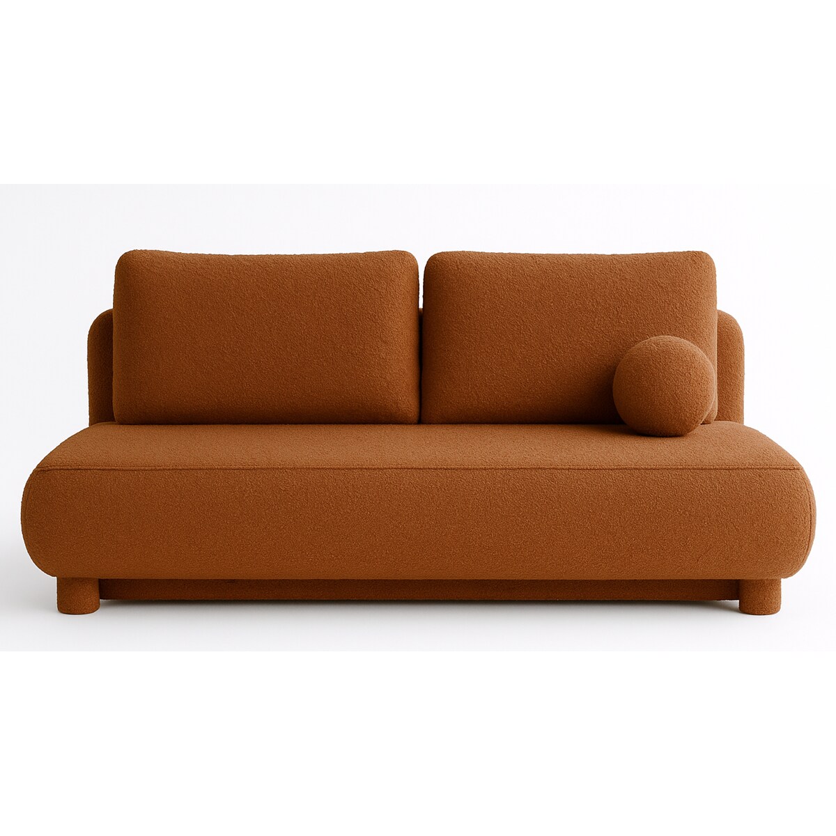 Kanapa Nowoczesna MAJA z funkcją spania w tkaninie boucle - kolor ceglasty