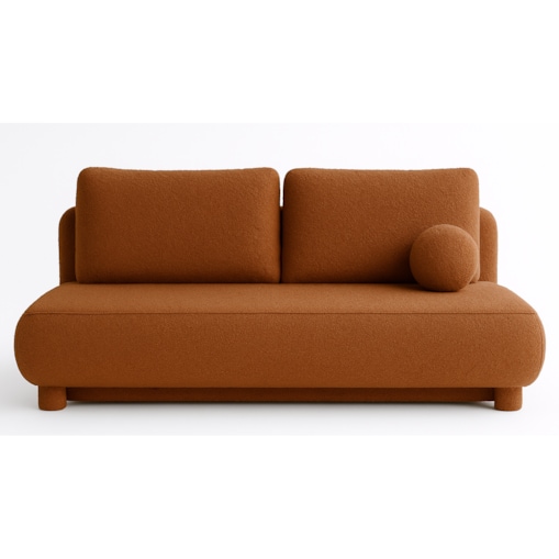 Kanapa Nowoczesna MAJA z funkcją spania w tkaninie boucle - kolor ceglasty