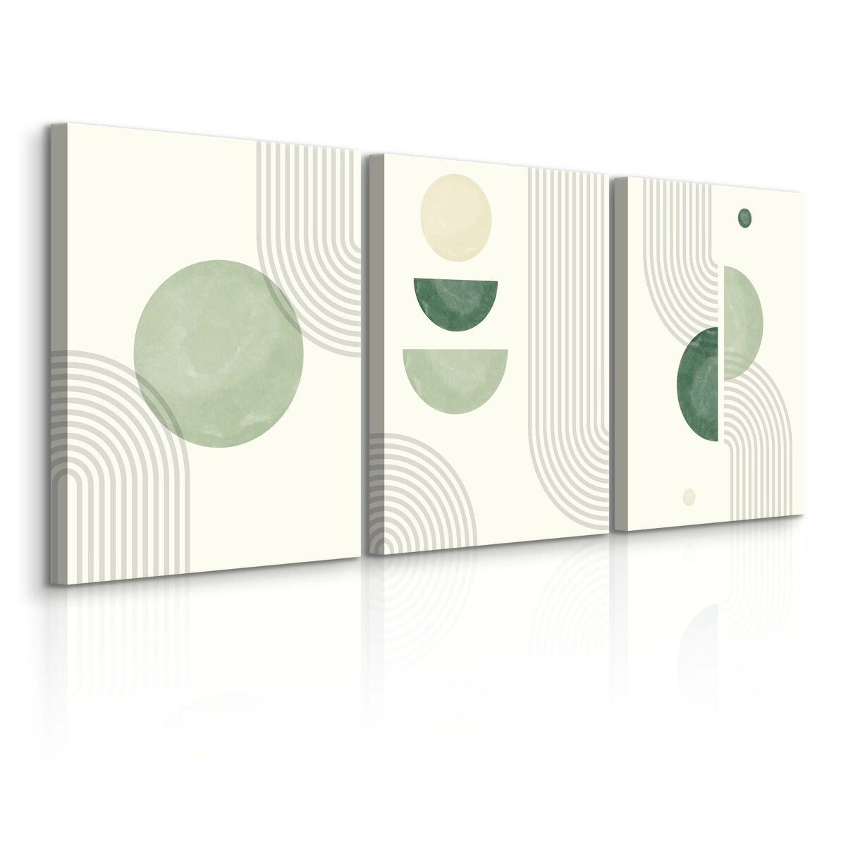 OBRAZY NA ŚCIANĘ SET ZIELONE ORNAMENTY STYL BOHO ABSTRAKCJA 90x40cm