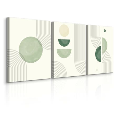 OBRAZY NA ŚCIANĘ SET ZIELONE ORNAMENTY STYL BOHO ABSTRAKCJA 90x40cm