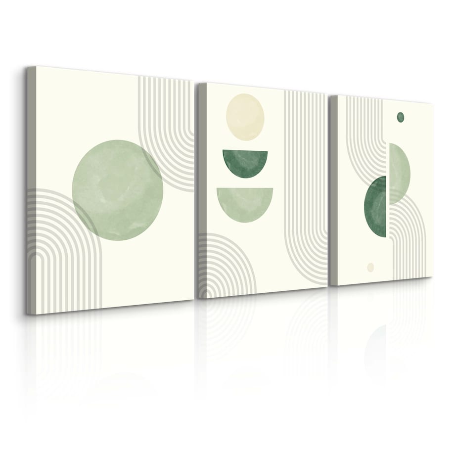 OBRAZY NA ŚCIANĘ SET ZIELONE ORNAMENTY STYL BOHO ABSTRAKCJA 90x40cm