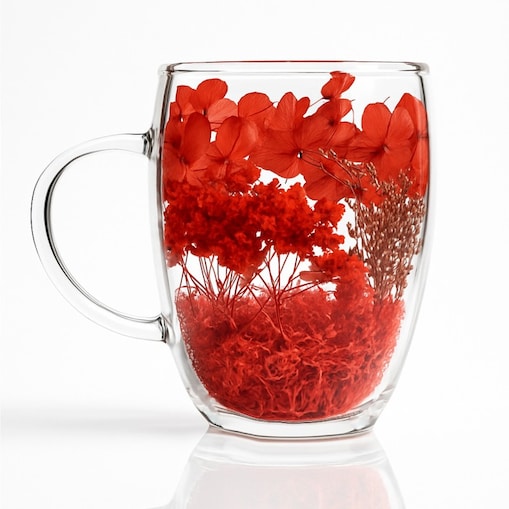 Szklanka termiczna z kwiatami w środku, pełne kwiatów mix, czerwone red 300ml 1szt SZK193