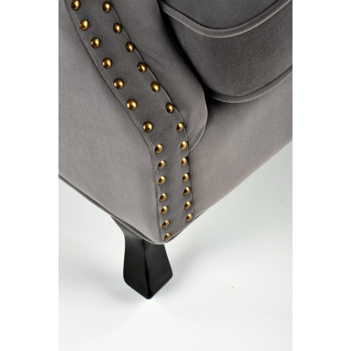 FOTEL WYPOCZYNKOWY Vader szary DREWNIANE NOGI aksamitny