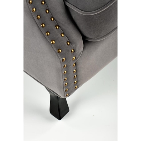 FOTEL WYPOCZYNKOWY Vader szary DREWNIANE NOGI aksamitny