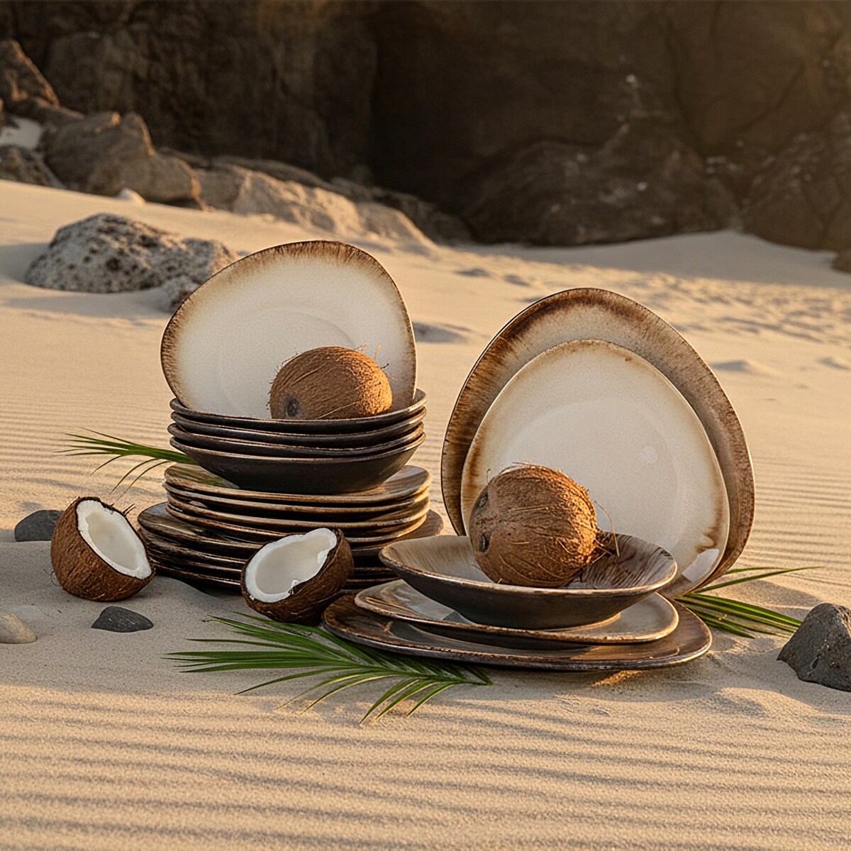 Konsimo PRIMA Zestaw obiadowy 6os. (18 el.), jasnobeżowy