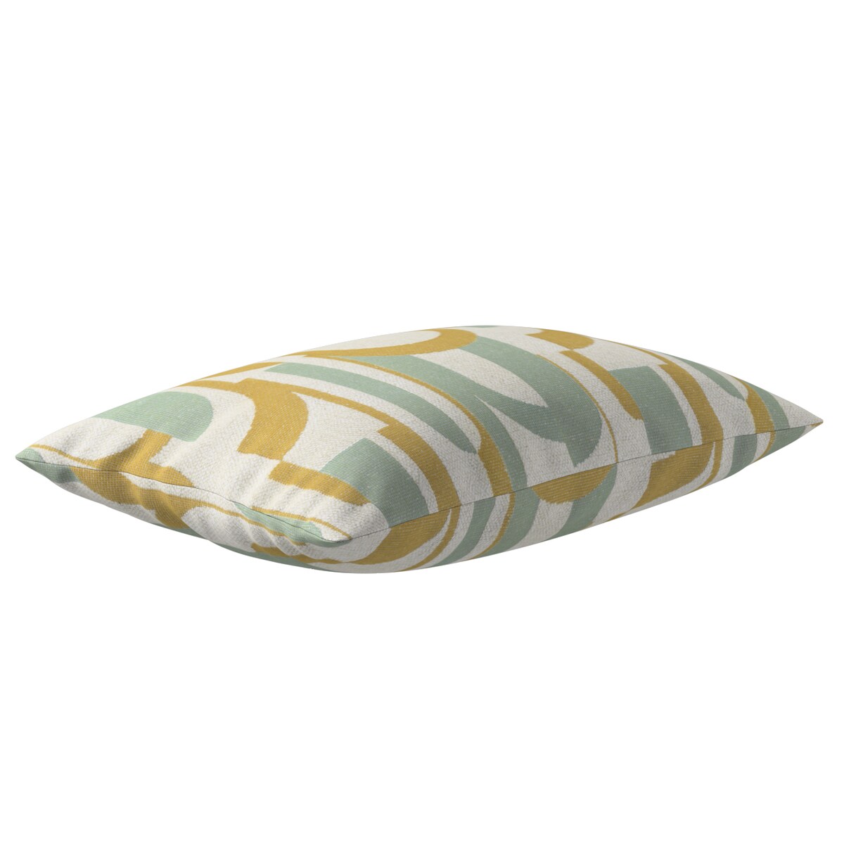 Poszewka Kinga na poduszkę prostokątną 47x28 miętowo-żółte wzory na kremowym tle